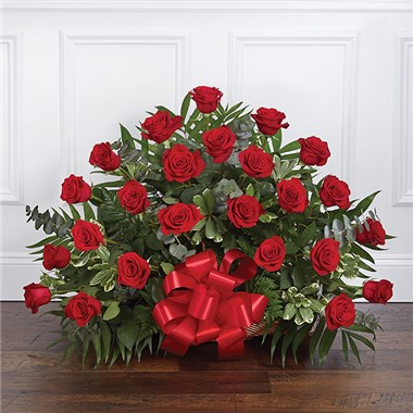 Thoughts And Prayers™ Fireside Basket - Red Roses