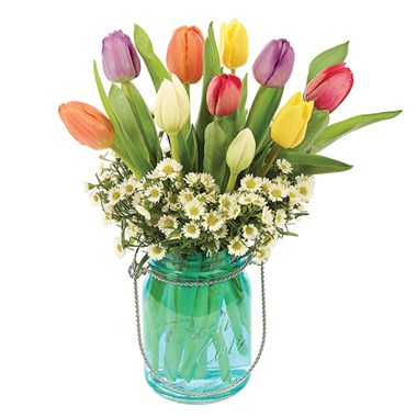 Tulip Celebration In Mason Jar